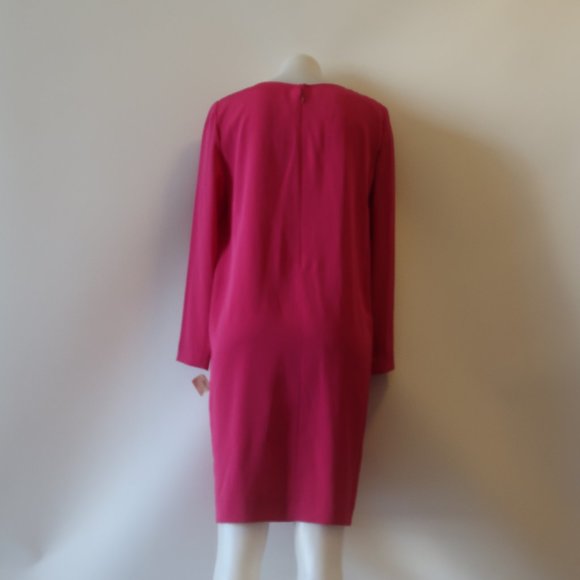 NWT Womens Jeannene Booher Fuchsia Pink Long Sleeve Shift Dress 8 * - Picture 7 of 8